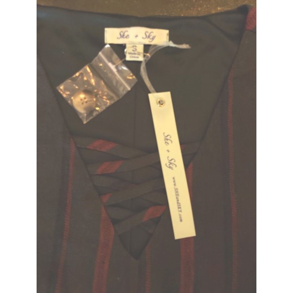 NEW she & sky dress Sz  Small Hunter Green & Red stripes long sleeves NWT - Picture 8 of 8